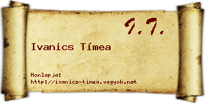 Ivanics Tímea névjegykártya